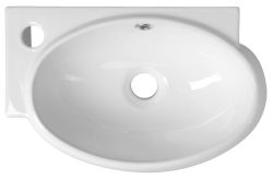 RIBERA umywalka ceramiczna 43x28,5x15 cm, ścienna, otwór na baterię z lewej strony