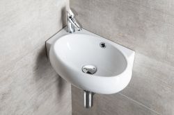 RIBERA umywalka ceramiczna 43x28,5x15 cm, ścienna, otwór na baterię z lewej strony