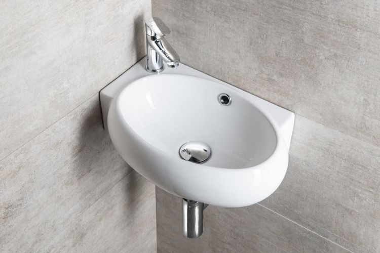 RIBERA umywalka ceramiczna 43x28,5x15 cm, ścienna, otwór na baterię z lewej strony