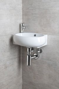 RIBERA umywalka ceramiczna 43x28,5x15 cm, ścienna, otwór na baterię z lewej strony