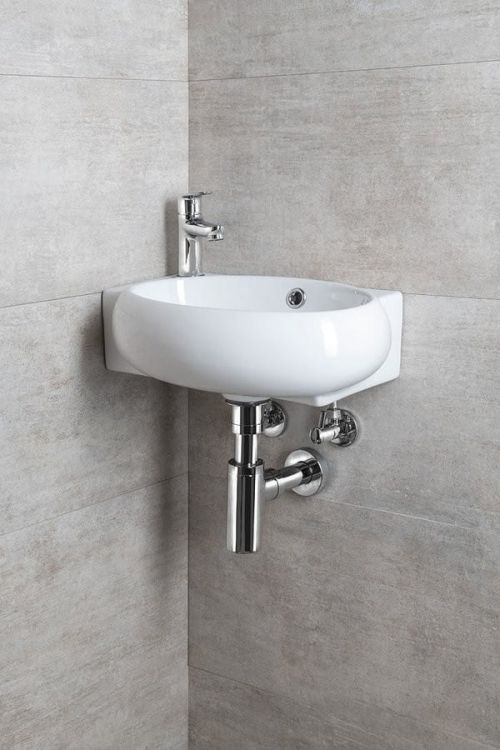 RIBERA umywalka ceramiczna 43x28,5x15 cm, ścienna, otwór na baterię z lewej strony