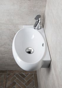 RIBERA umywalka ceramiczna 43x28,5x15 cm, ścienna, otwór na baterię z lewej strony