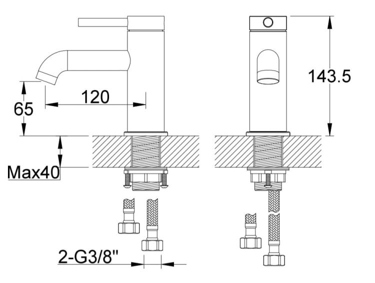 Bateria umywalkowa stojąca 14 cm Kohlman Axel QB100A chrom