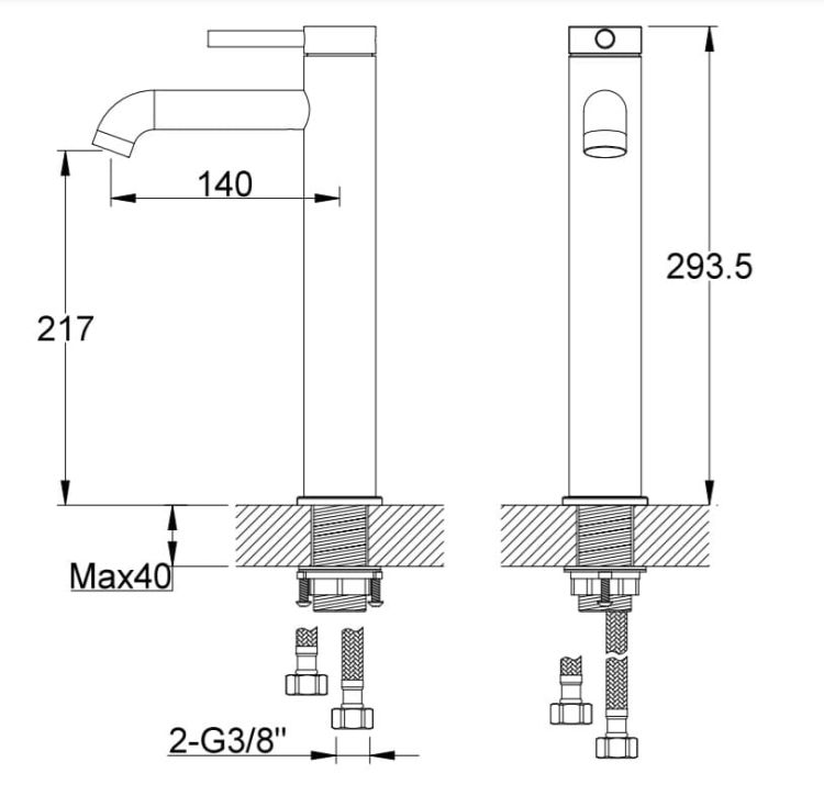Bateria umywalkowa nablatowa 29 cm wysoka Kohlman Axel QB170A chrom