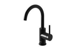 Czarna bateria umywalkowa nablatowa 28 cm wysoka Kohlman Axel QB150AB