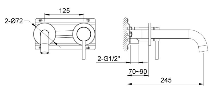 Bateria umywalkowa podtynkowa 2-otworowa Kohlman Axel QW180A chrom