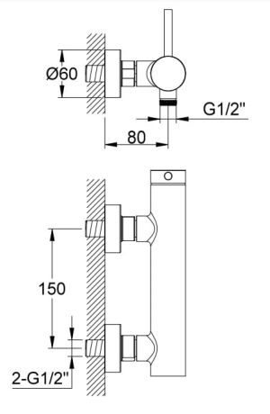 Przejdź do produktu Złota bateria prysznicowa ścienna Kohlman Axel QW120AGD