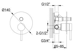 Bateria prysznicowa 2-drożna podtynkowa 14 cm Kohlman Axel QW210A chrom