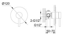 Bateria prysznicowa 1-drożna podtynkowa 12 cm czarny mat Kohlman Axel QW220AB