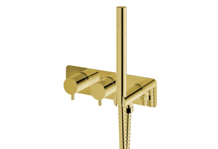 Bateria wannowa 3-otworowa z termostatem 26x7 cm złoty Kohlman Axel QW265AGD