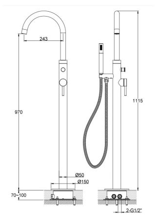 Przejdź do produktu Bateria wannowa wolnostojąca 111,5 cm Kohlman Axel QF1165A chrom