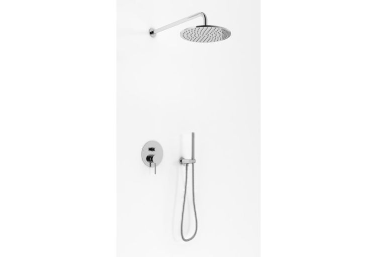 Zestaw prysznicowy z okrągłą deszczownicą 20 cm, słuchawką prysznicową i baterią podtynkową Kohlman Axel QW210AR chrom