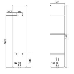 grzejnik dekoracyjny tabella czarny mat 159x37 cm rysunek techniczny.png