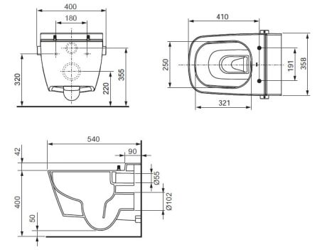 Przejdź do produktu Toaleta myjąca wisząca z deską WC Tece TeceOne 9700200+9700600 biały połysk
