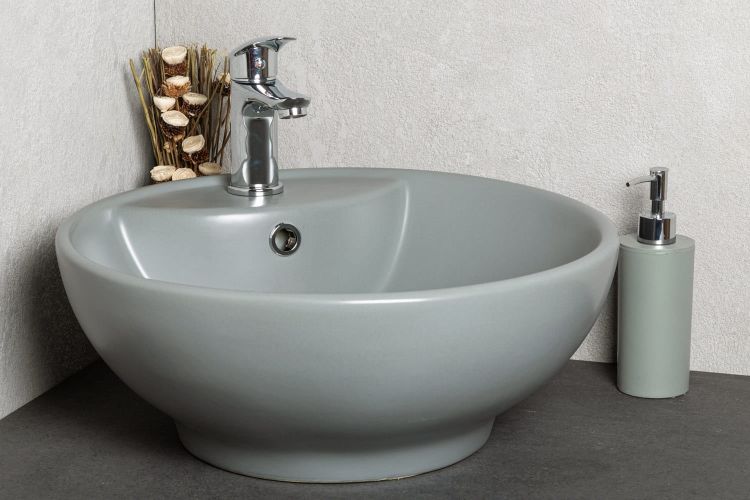 Umywalka nablatowa okrągła Ø=46cm / h=18cm, Kerra KR 191 GR szary półmat