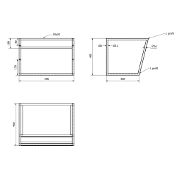 konsola pod umywalkę 60x40 cm metalowa z półką rysunek techniczny.png
