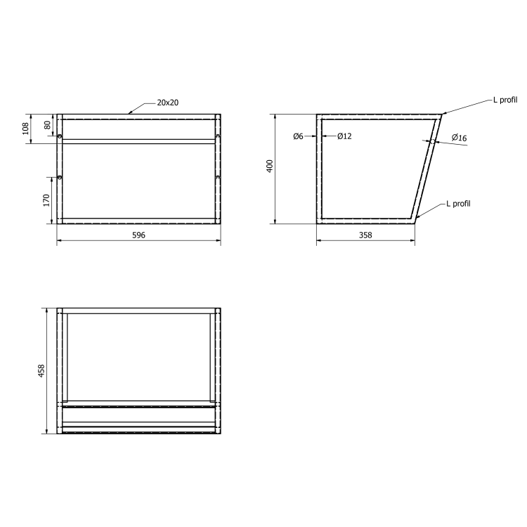 konsola pod umywalkę 60x40 cm metalowa z półką rysunek techniczny.png