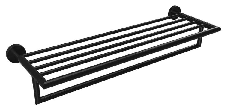 X-ROUND półka na ręczniki z relingiem 655x215x110mm, czarny