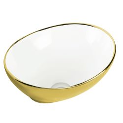 Złota umywalka nablatowa owalna 42 cm Kerra KR707WH/G