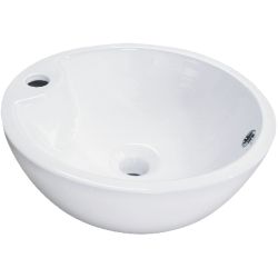 Ceramiczna umywalka nablatowa okrągła 40 cm Kerra KR40 biały połysk