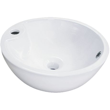 Przejdź do produktu Ceramiczna umywalka nablatowa okrągła 40 cm Kerra KR40 biały połysk