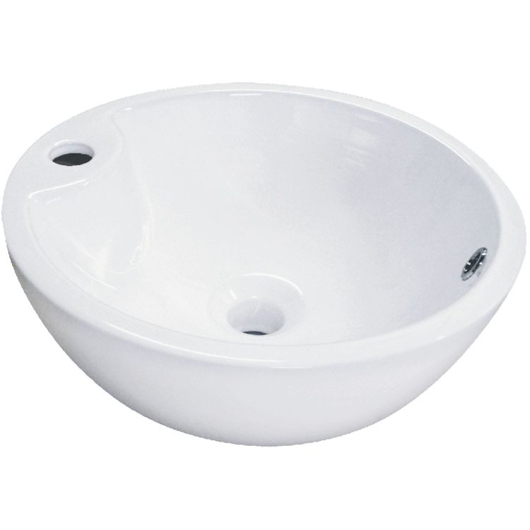 Ceramiczna umywalka nablatowa okrągła 40 cm Kerra KR40 biały połysk