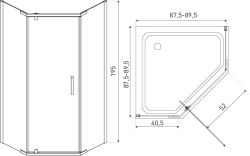 Kabina natryskowa narożna 90x90 cm ze złotymi profilami Kerra Kora
