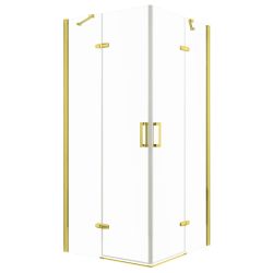 Kabina natryskowa kwadratowa 90x90 cm ze złotymi profilami Kerra FlowGold