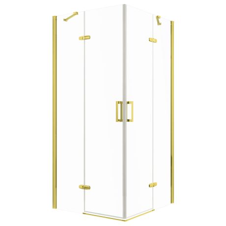 Przejdź do produktu Kabina natryskowa kwadratowa 90x90 cm ze złotymi profilami Kerra FlowGold