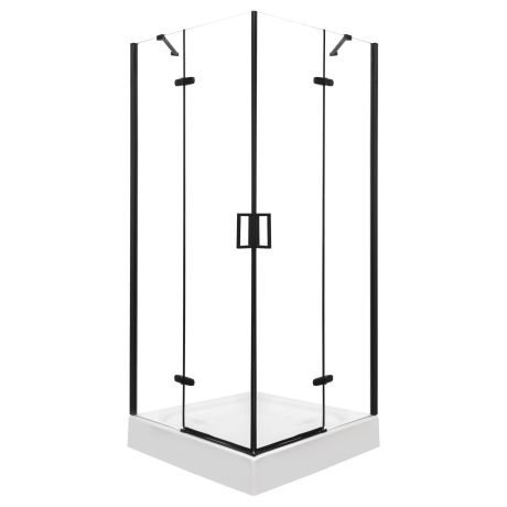 Przejdź do produktu Kabina natryskowa kwadratowa 90x90 cm z czarnymi profilami Kerra FlowBlack