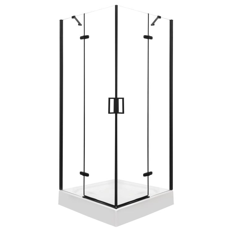 Kabina natryskowa kwadratowa 90x90 cm z czarnymi profilami Kerra FlowBlack