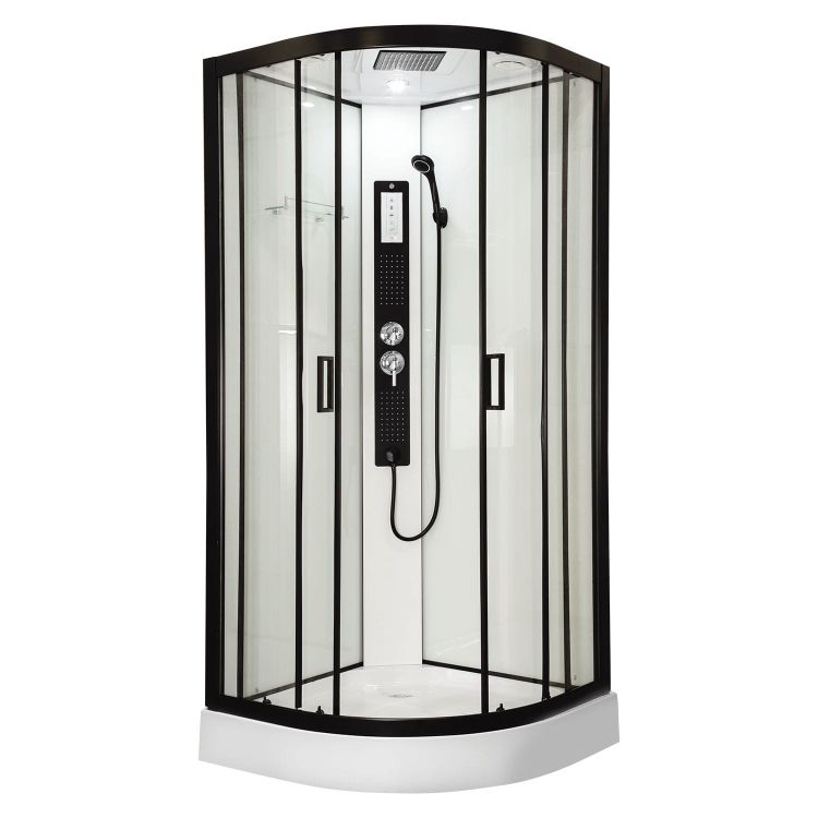 Kabina prysznicowa 90x90 cm z hydromasażem i brodzikiem Kerra Petrus czarny