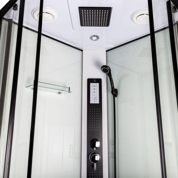 Kabina prysznicowa 90x90 cm z hydromasażem i brodzikiem Kerra Petrus czarny