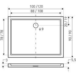 Brodzik prostokątny 100x90x5,5 cm Kerra Oskar 100 biały