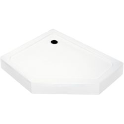 Brodzik akrylowy, pięciokątny 100x80x13 cm ze zintegrowaną obudową Kerra Glasgow 100L biały