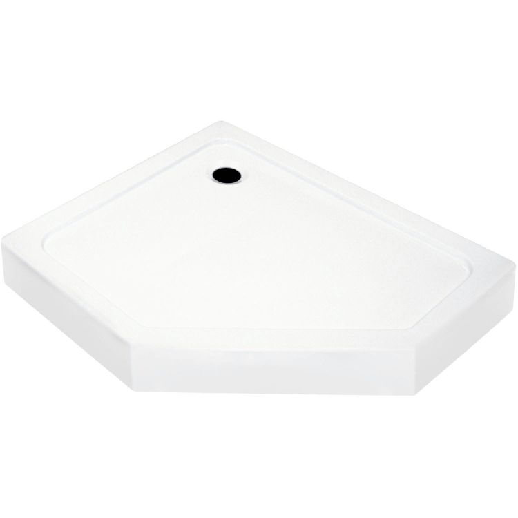 Brodzik akrylowy, pięciokątny 100x80x13 cm ze zintegrowaną obudową Kerra Glasgow 100L biały