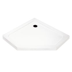 Brodzik pięciokątny, płaski 90x90 cm ze zintegrowaną obudową Kerra Glasgow Slim biały