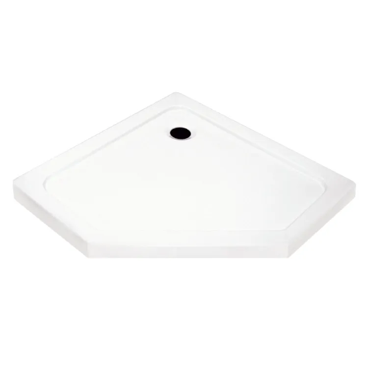 Brodzik pięciokątny, płaski 90x90 cm ze zintegrowaną obudową Kerra Glasgow Slim biały