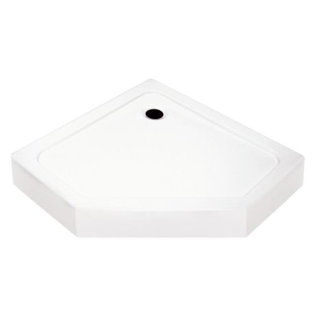 Przejdź do produktu Brodzik pięciokątny 90x90x15 cm ze zintegrowaną obudową Kerra Glasgow biały