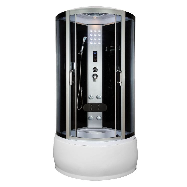 Kabina hydromasażowa półokrągła 90x90 cm Kerra Silver Prime satyna