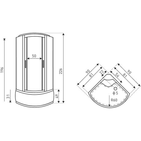 Przejdź do produktu Kabina hydromasażowa półokrągła 90x90 cm Kerra Silver Prime satyna
