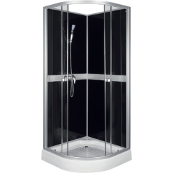 Kabina prysznicowa z brodzikiem 79x79x210 cm z baterią natryskową Kerra Classic Black 80 satyna