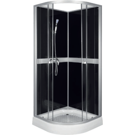 Przejdź do produktu Kabina prysznicowa z brodzikiem 89x89x210 cm z baterią natryskową Kerra Classic Black 90 satyna