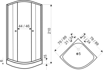 Przejdź do produktu Kabina prysznicowa z brodzikiem 89x89x210 cm z baterią natryskową Kerra Classic Black 90 satyna