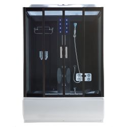 Duża kabina hydromasażowa 151x86x215 cm z wanną w komplecie Kerra XL czarny