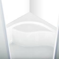 Kabina natryskowa półokrągła 90x90 cm z dekorem białych pasów i wysokim brodzikiem Kerra Madera GL 90 chrom