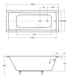 Wanna prostokątna 160x70 cm do zabudowy, z ultra cienkim rantem Besco Modern Slim #WAM-160-SL biały połysk