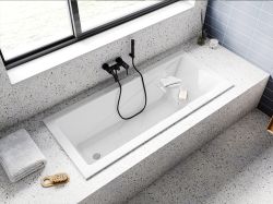 Wanna prostokątna 180x80 cm do zabudowy, z ultra cienkim rantem Besco Modern Slim #WAM-180-SL biały połysk