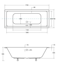Wanna prostokątna 175x80 cm do zabudowy, z ultra cienkim rantem Besco Quadro Slim #WAQ-175-SL biały połysk