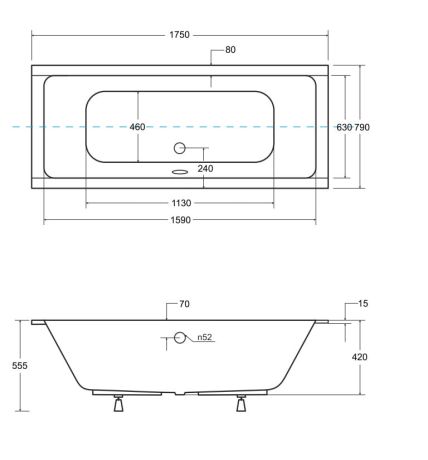 Przejdź do produktu Wanna prostokątna 175x80 cm do zabudowy, z ultra cienkim rantem Besco Quadro Slim #WAQ-175-SL biały połysk